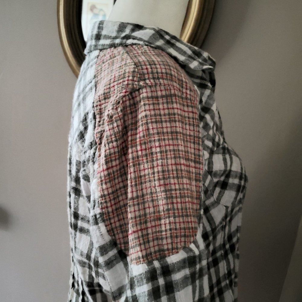 Free People Catch Up with Me Plaid Flannel Button-Down Shirt Size Small - Picture 11 of 16